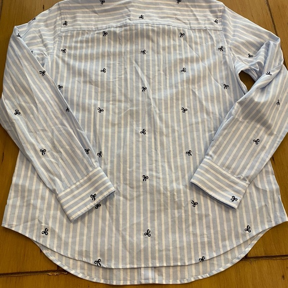 Vineyard Vines Women’s Blue White Striped Bows Button Down Shirt Large NEW - Picture 5 of 12